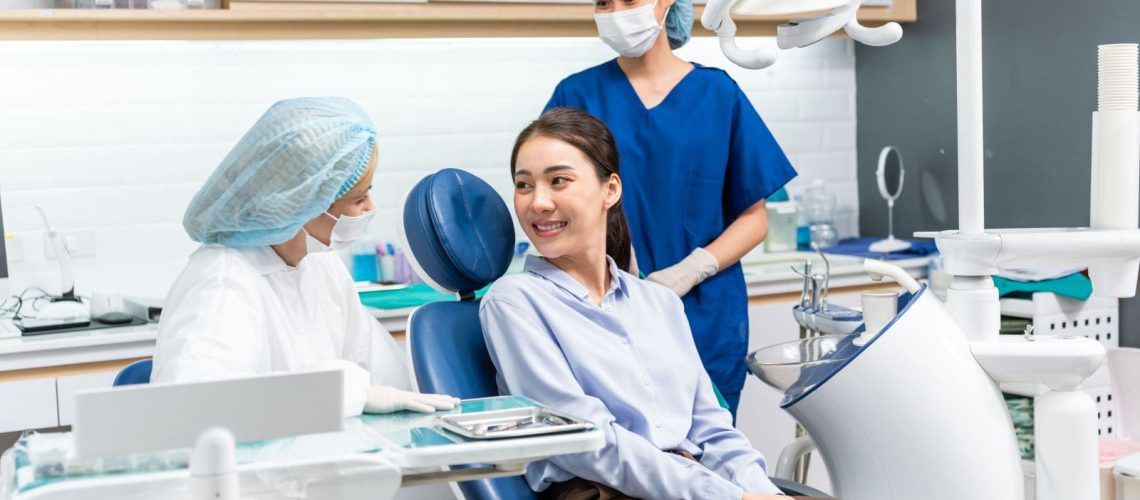 Woman receiving dental consultation